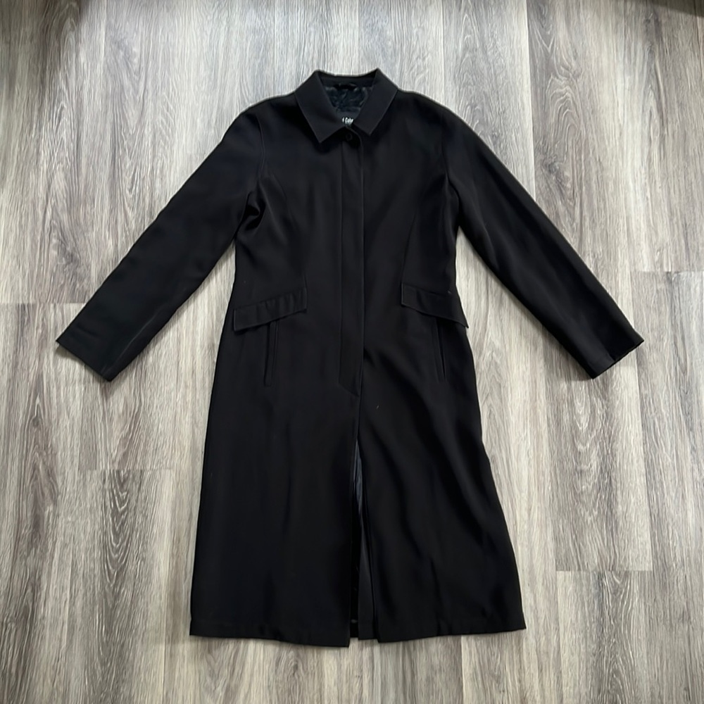 Carol Cohen Collectives Black Trench Coat Lightweight Long Jacket Missy Size 6